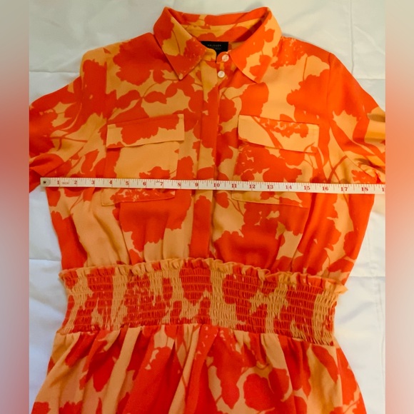 NWOT-Halogen X Atlantic Pacific ‘Coral Cathy Floral’ Smocked Utility Dress-Small - Picture 11 of 15
